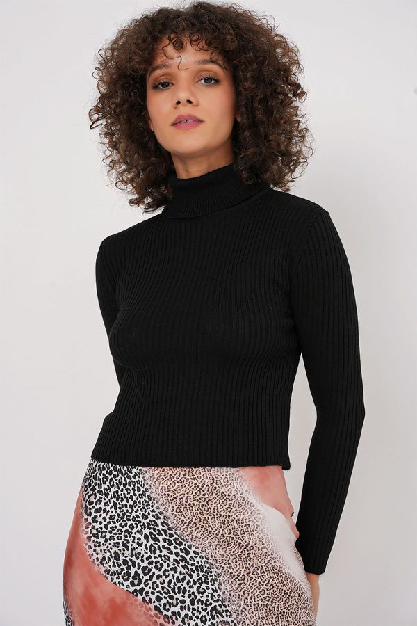 Bigdart Bigdart 15896 Turtleneck Knitwear Sweater - Black