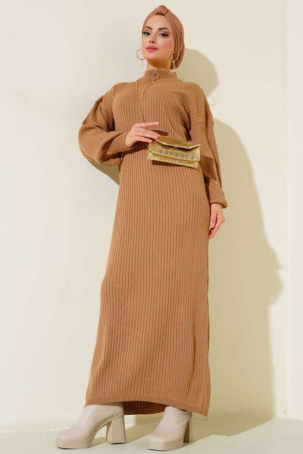 Bigdart Bigdart 15900 Hijab Knitwear Dress - Tan