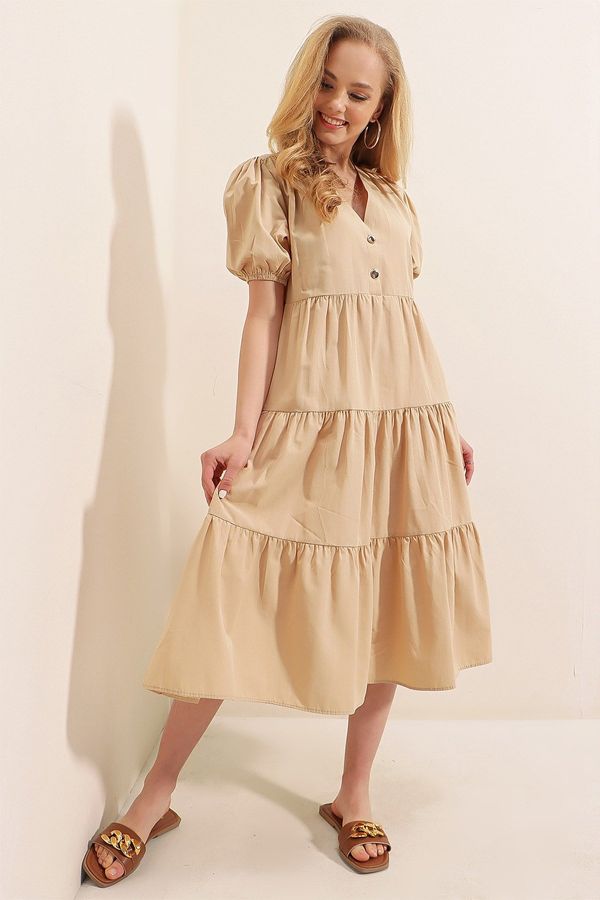 Bigdart Bigdart 1937 Рокля от диня на слоеве с ръкави - норка