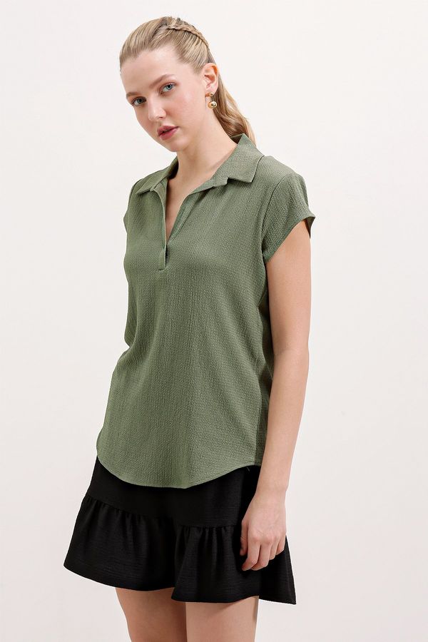 Bigdart Bigdart 20123 Polo Knitted Blouse - Khaki