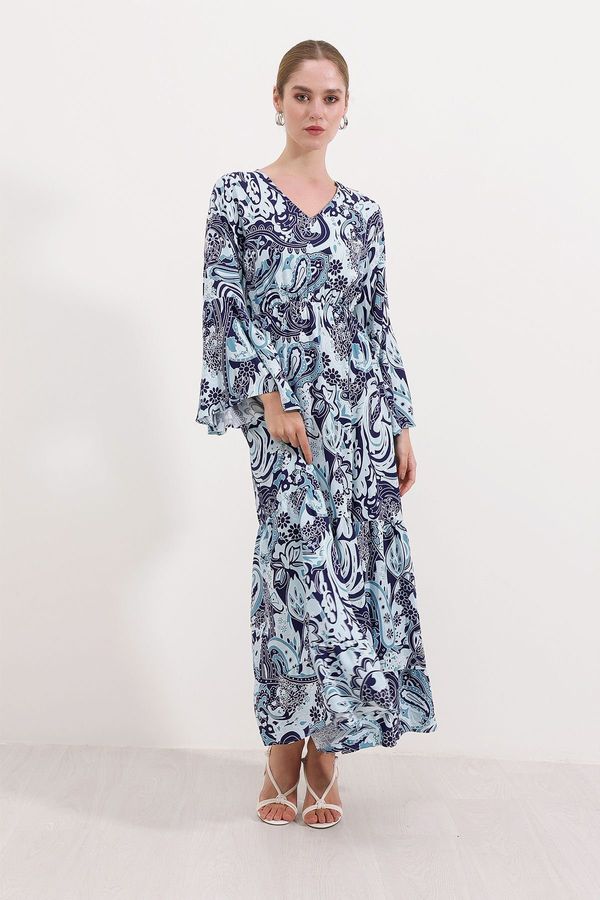 Bigdart Bigdart 2454 Patterned Long Dress - Navy Blue