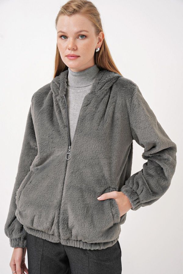 Bigdart Bigdart 5091 Hooded Fur Lined Coat - Anthracite