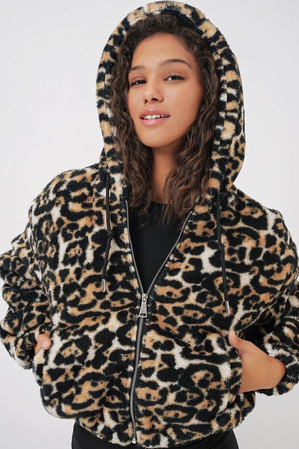 Bigdart Bigdart 5193 Hooded Plush Crop Jacket - Dark Brown