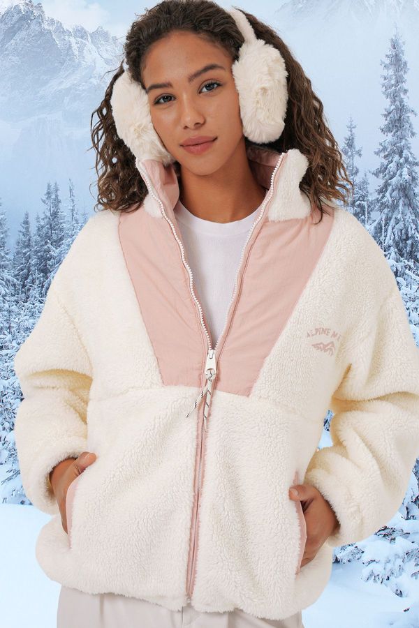 Bigdart Bigdart 5194 Zippered Plush Jacket - Pink