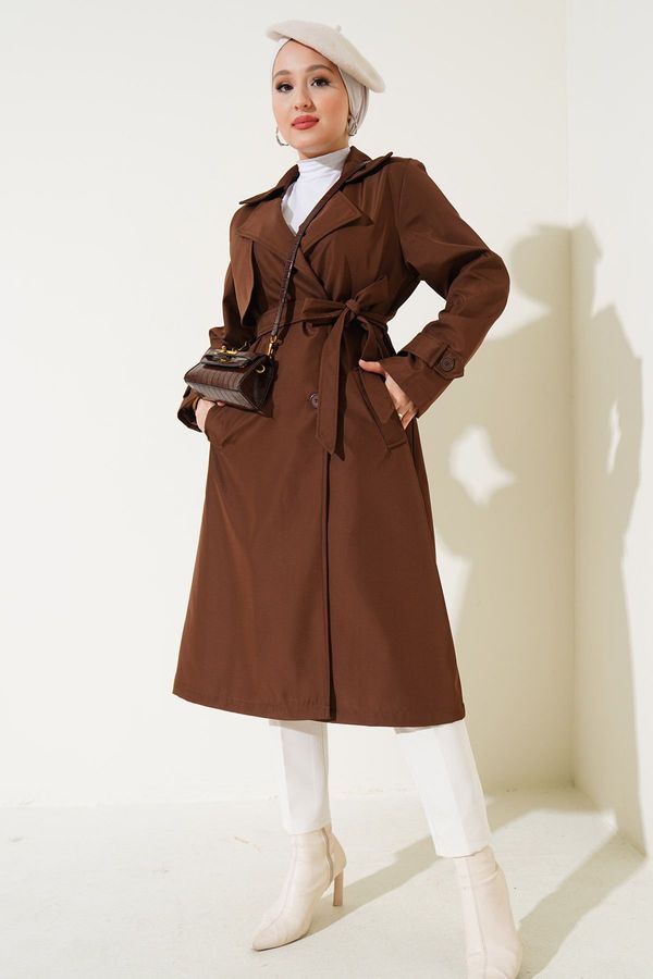 Bigdart Bigdart 5918 Double Breasted Collar Trench Coat - Brown