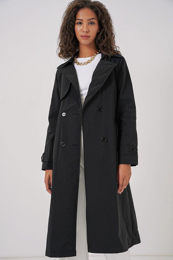 Bigdart Bigdart 5938 Double Breasted Trench Coat - Black