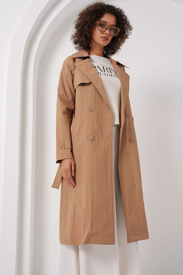 Bigdart Bigdart 5938 Double Breasted Trench Coat - Camel
