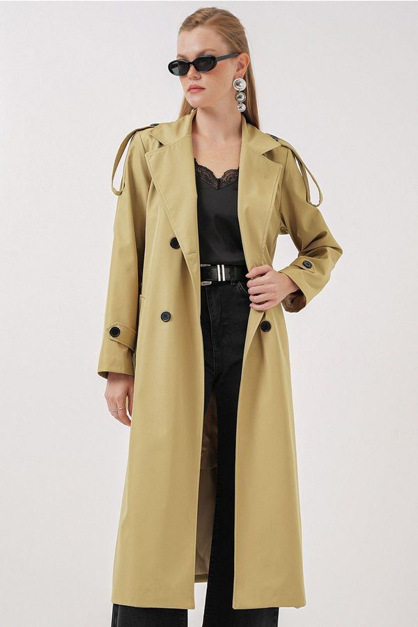 Bigdart Bigdart 5941 Double Breasted Long Trench Coat - Light Khaki