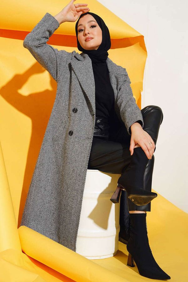 Bigdart Bigdart 9113 Голямо вълнено кашмирено палто - черно