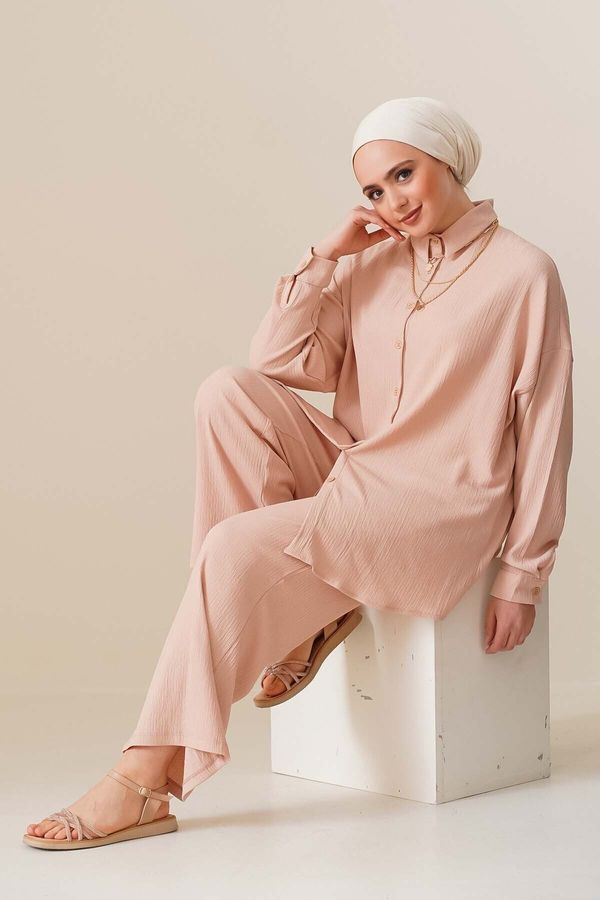 Bigdart Bigdart T5858 Knitted Hijab Double Set - Biscuit