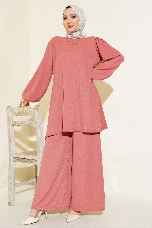 Bigdart Bigdart Women's Dusty Rose Tunic Pants Bottom Top Set 6663