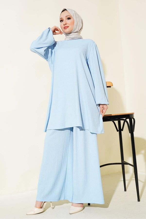 Bigdart Bigdart Women's Navy Blue Tunic Pants Bottom Top Set 6663