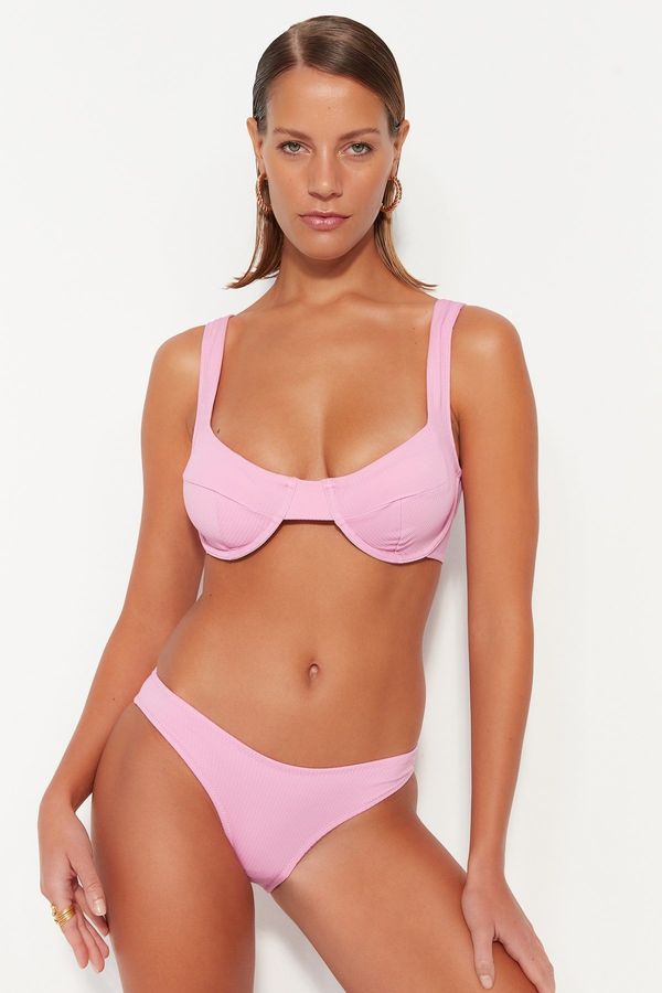 Trendyol Бикини долнище с висок крак с екрю текстура