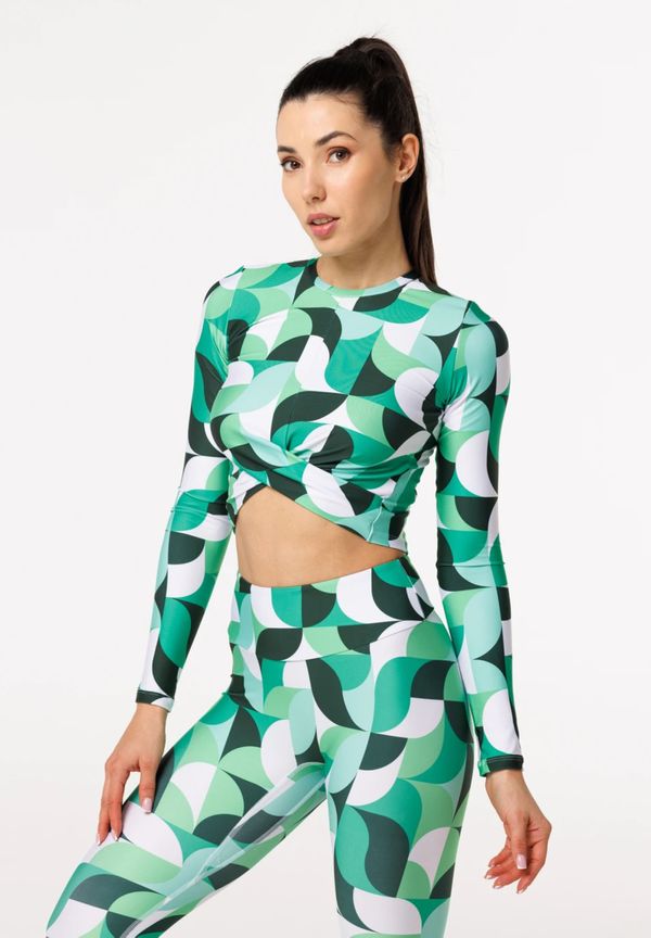 Bittersweet Paris Bittersweet Paris Woman's Wavy Squares Gaia Longsleeve Top GLT-C-Print BSP1465