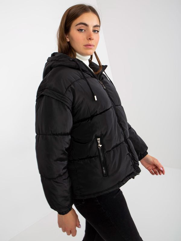 Fashionhunters Black 2-in-1 winter jacket with detachable sleeves