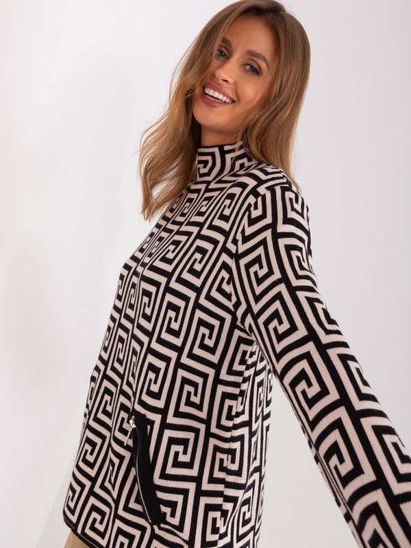 Fashionhunters Black and beige patterned turtleneck with viscose