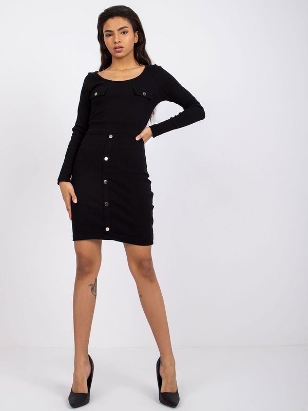 Fashionhunters Black and camel dress with Spanish neckline