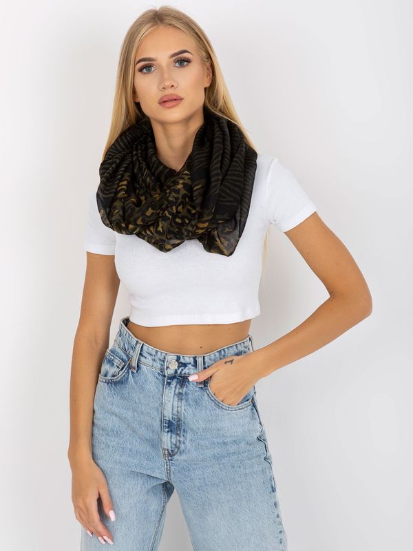 Fashionhunters Black and khaki scarf with motif