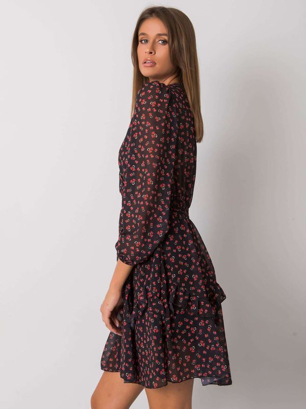 Fashionhunters Black and red dress with ruffles Lianne OCH BELLA