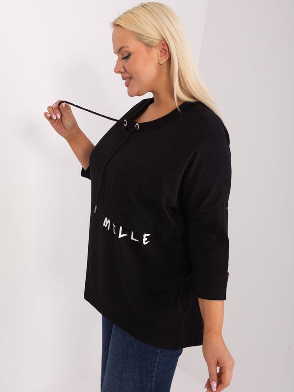 Fashionhunters Black asymmetrical cotton blouse plus size