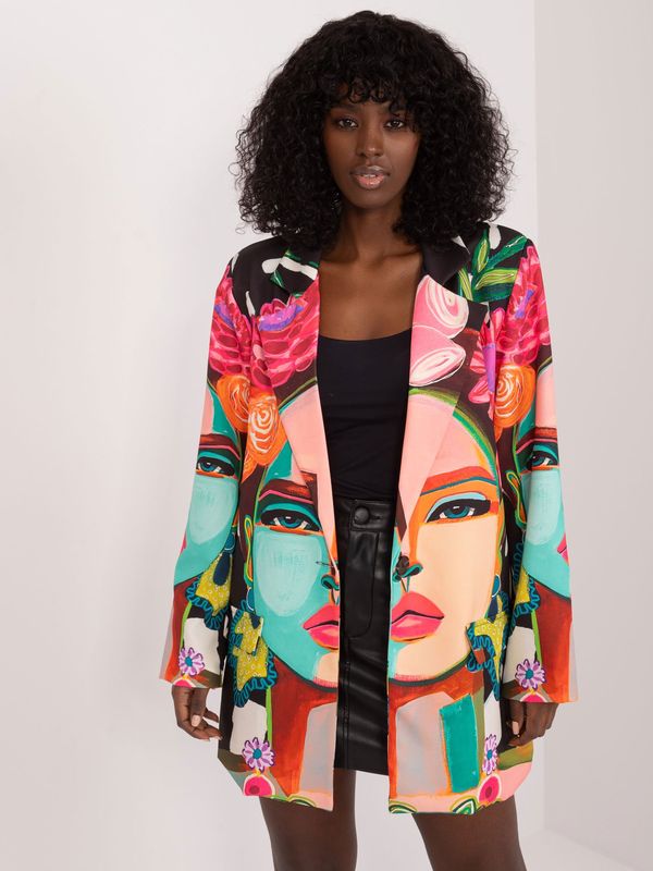 Fashionhunters Black blazer with a colorful print