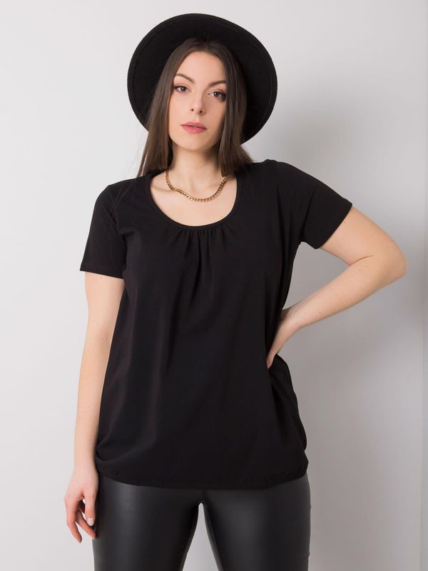 Fashionhunters Black cotton blouse size plus