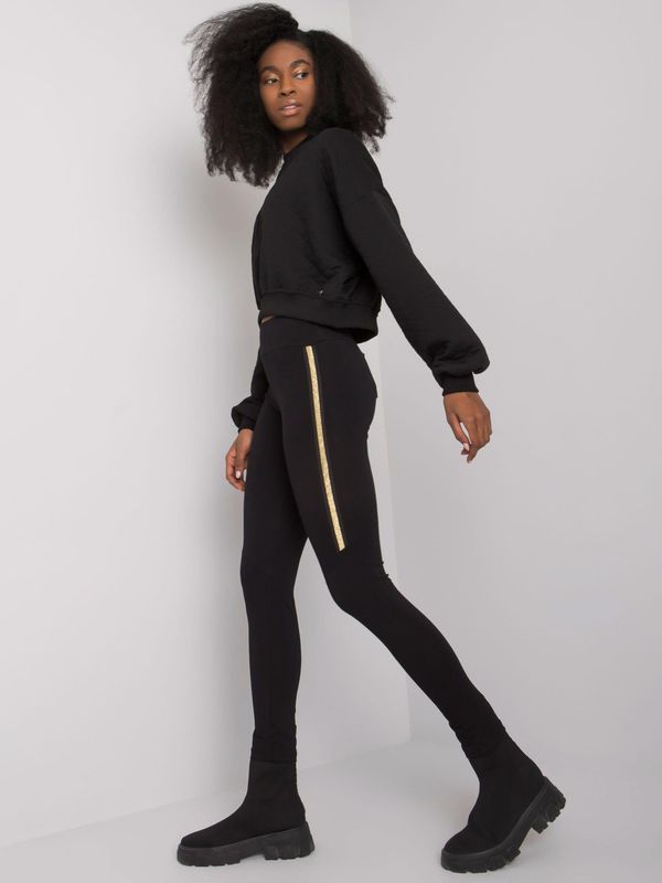 Fashionhunters Black cotton leggings Bruna RUE PARIS