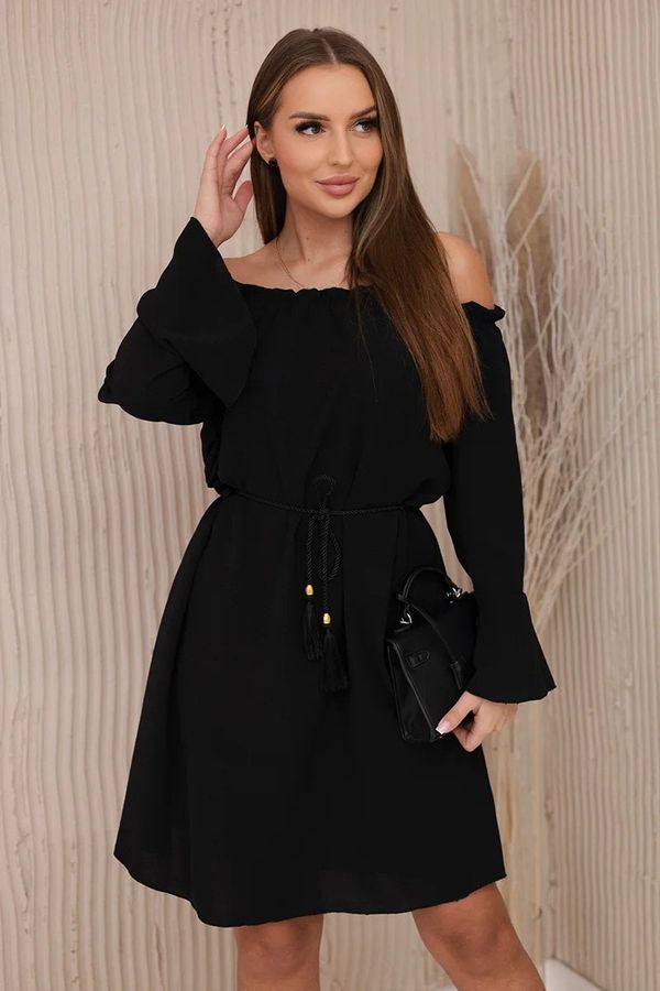 Kesi Black dress with a drawstring at the waist