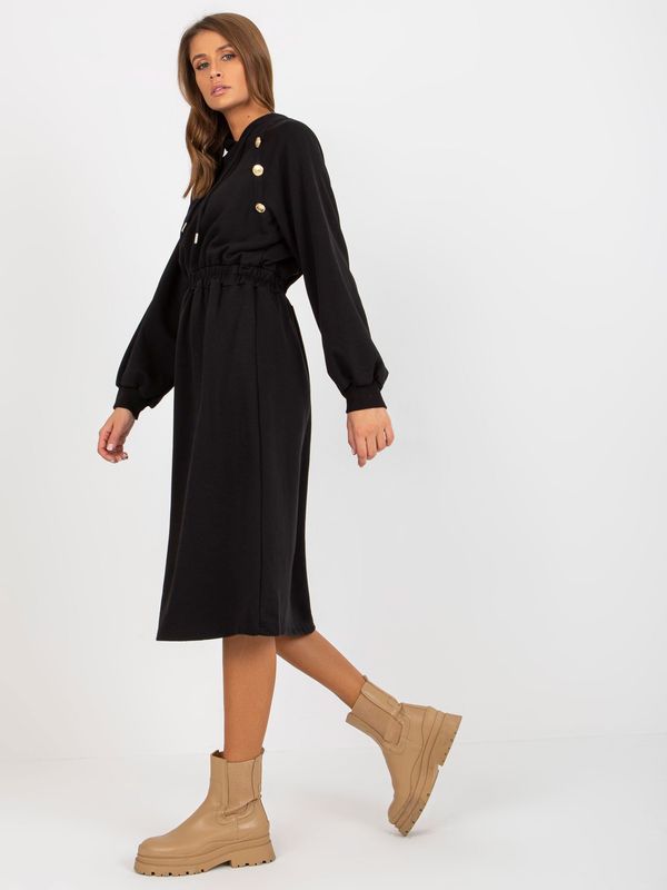 Fashionhunters Black flowing hoodie dress