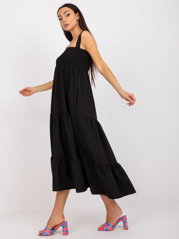 Fashionhunters Black hanger dress with frills RUE PARIS