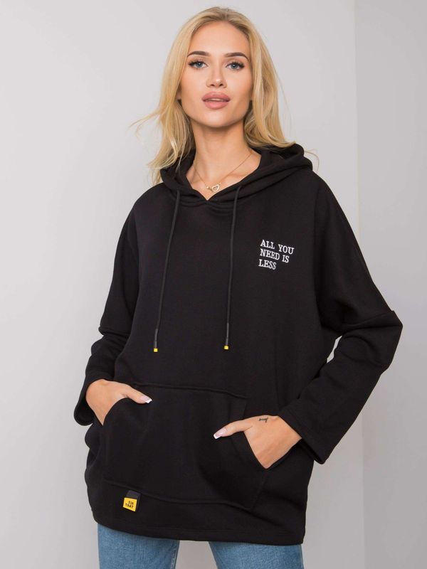 Fashionhunters Black Kangaroo Sweatshirt
