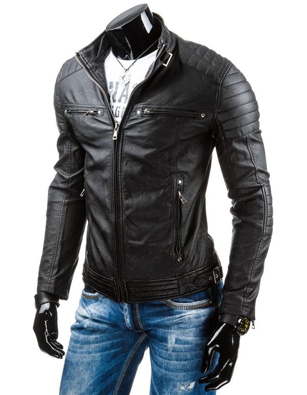 DStreet Black men's leather jacket TX3247