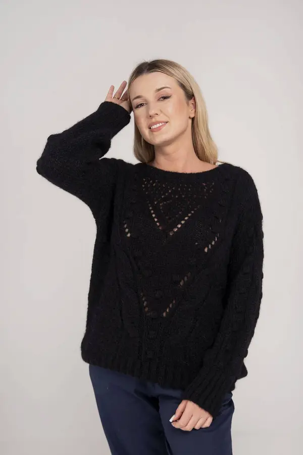 By o la la Black openwork sweater By o la La