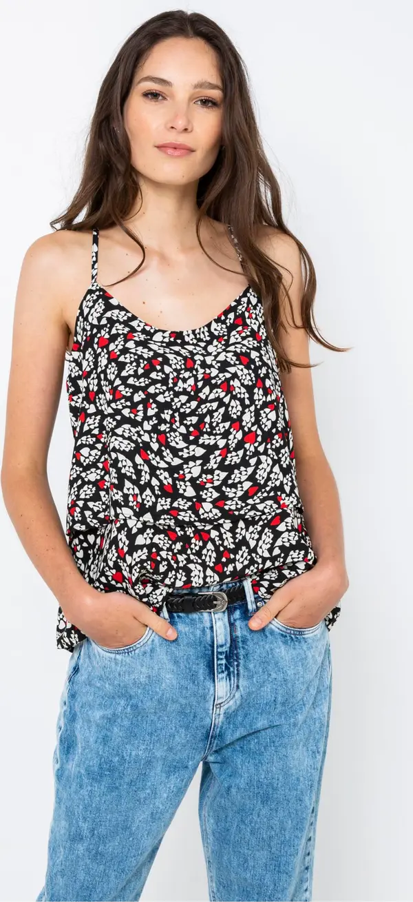 CAMAIEU Black Patterned Top CAMAIEU - Women