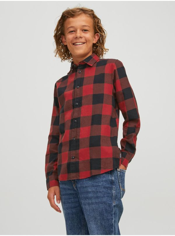 Jack & Jones Black-Red Boy Plaid Shirt Jack & Jones Gingham - Boys
