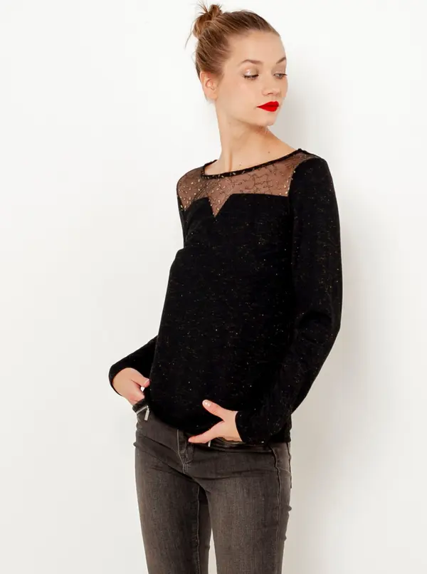 CAMAIEU Black Shimmering Top CAMAIEU - Women