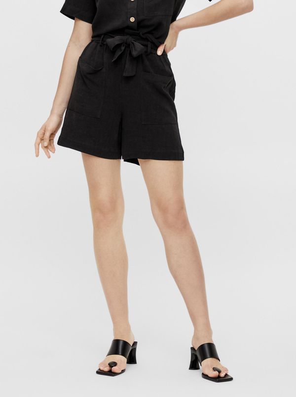 .OBJECT Black shorts with a blend of linen. OBJECT Snakes - Women