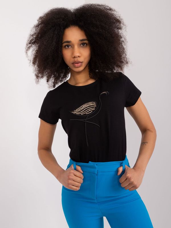 Fashionhunters Black T-shirt with BASIC FEEL GOOD app