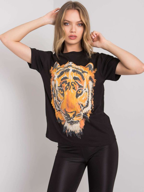 Fashionhunters Black T-shirt with print