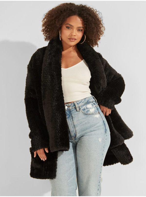 Guess Black Women's Faux Fur Jacket Guess Rebecca - Women