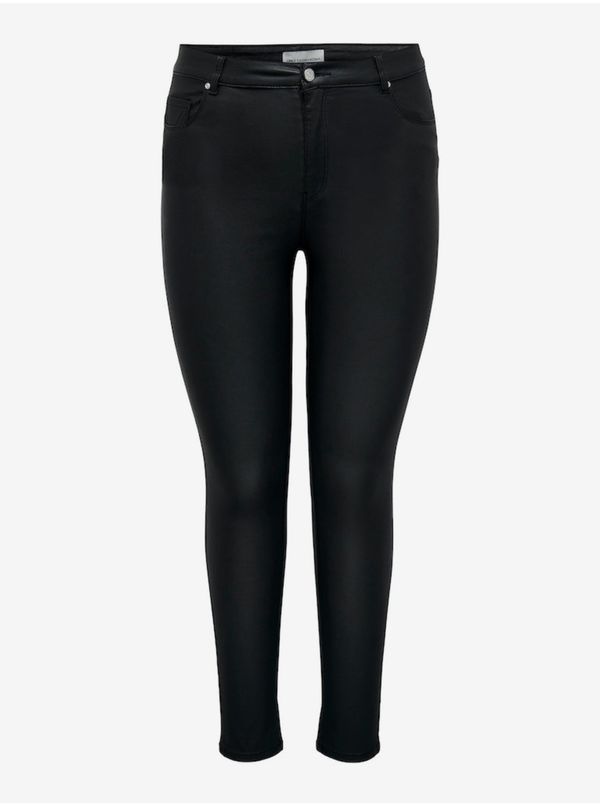 Only Black women's faux leather skinny fit jeans ONLY CARMAKOMA Anne - Women