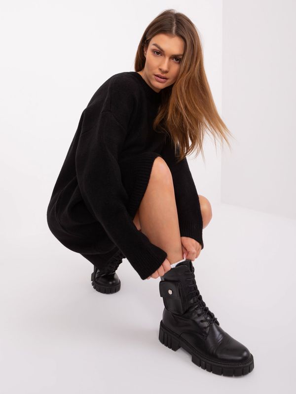 Fashionhunters Black women's knitted dress RUE PARIS