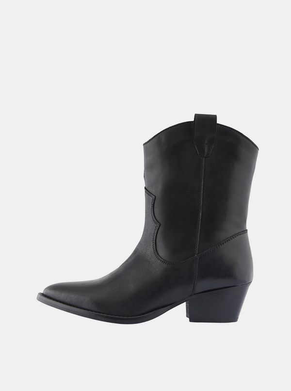 Pieces Black Women's Leather Ankle Boots Pieces Sarada - Women's