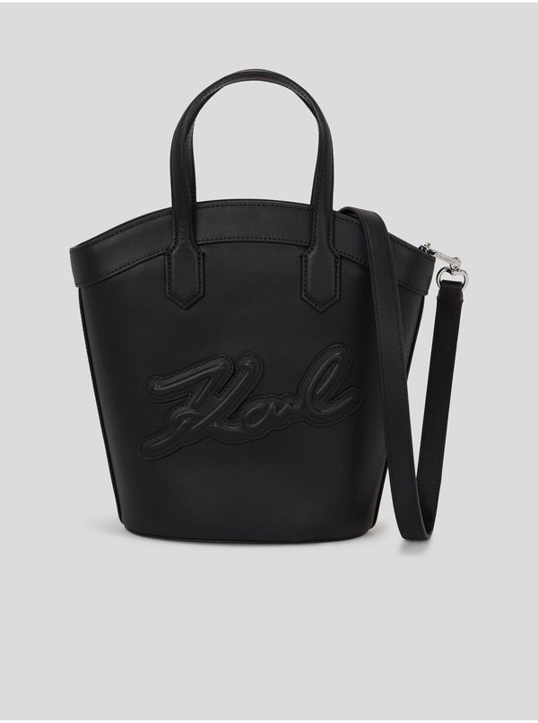 Karl Lagerfeld Black women's leather handbag KARL LAGERFELD Signature Tulip - Women