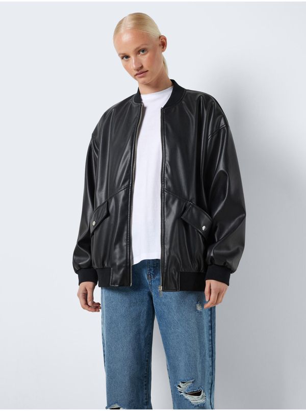Noisy May Black women's leatherette oversize bomber Noisy May Ronja - Women's