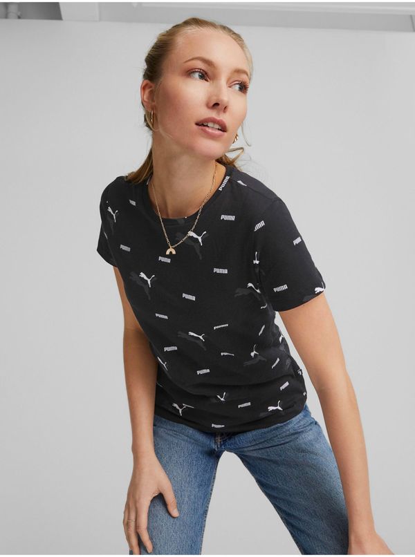 Puma Black women's patterned T-shirt Puma Logo Power - Women
