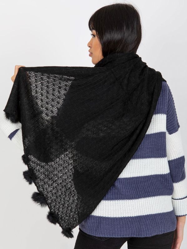 Fashionhunters Black women's scarf with openwork pattern