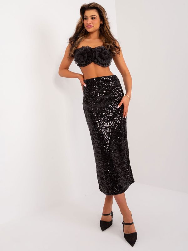 Fashionhunters Black women's sequin skirt
