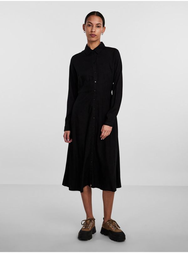 Pieces Black Women's Shirt Midi Dress Pieces Nova - Women
