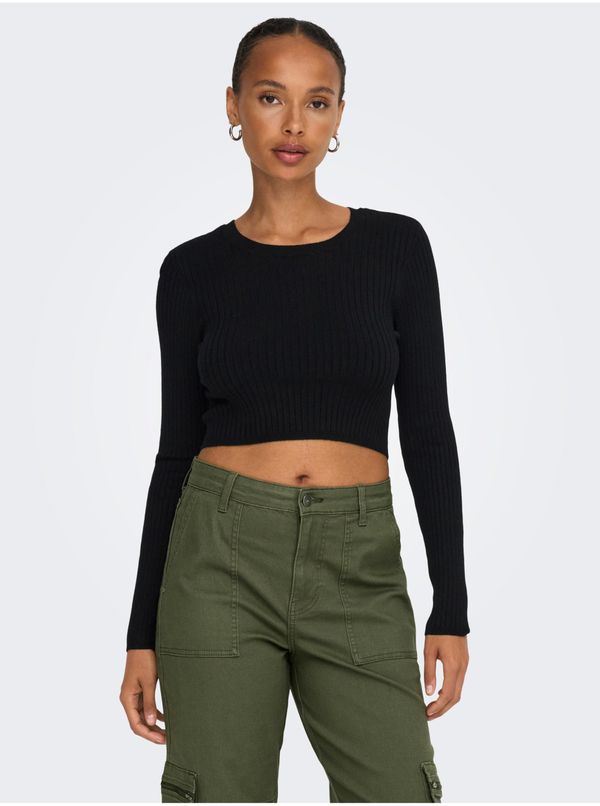 Only Black Women's Shortened Ribbed Sweater ONLY Karol - Women